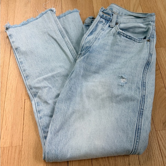 pistola Denim - Pistola Eden High Rise Straight Jeans Size 26 Light Wash Raw Hem 100% Cotton